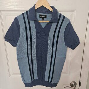 French Blue Stripe Merino Sweater Polo